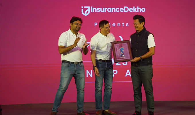 Baichung Bhutia in a corporate event for Insurance Dekho