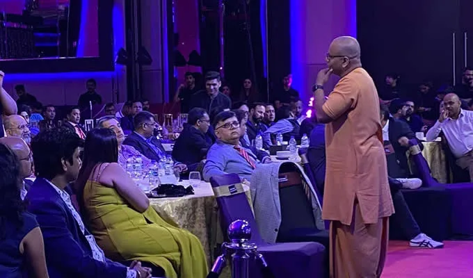 Gaur Gopal Das conducting a motivational speaking session
