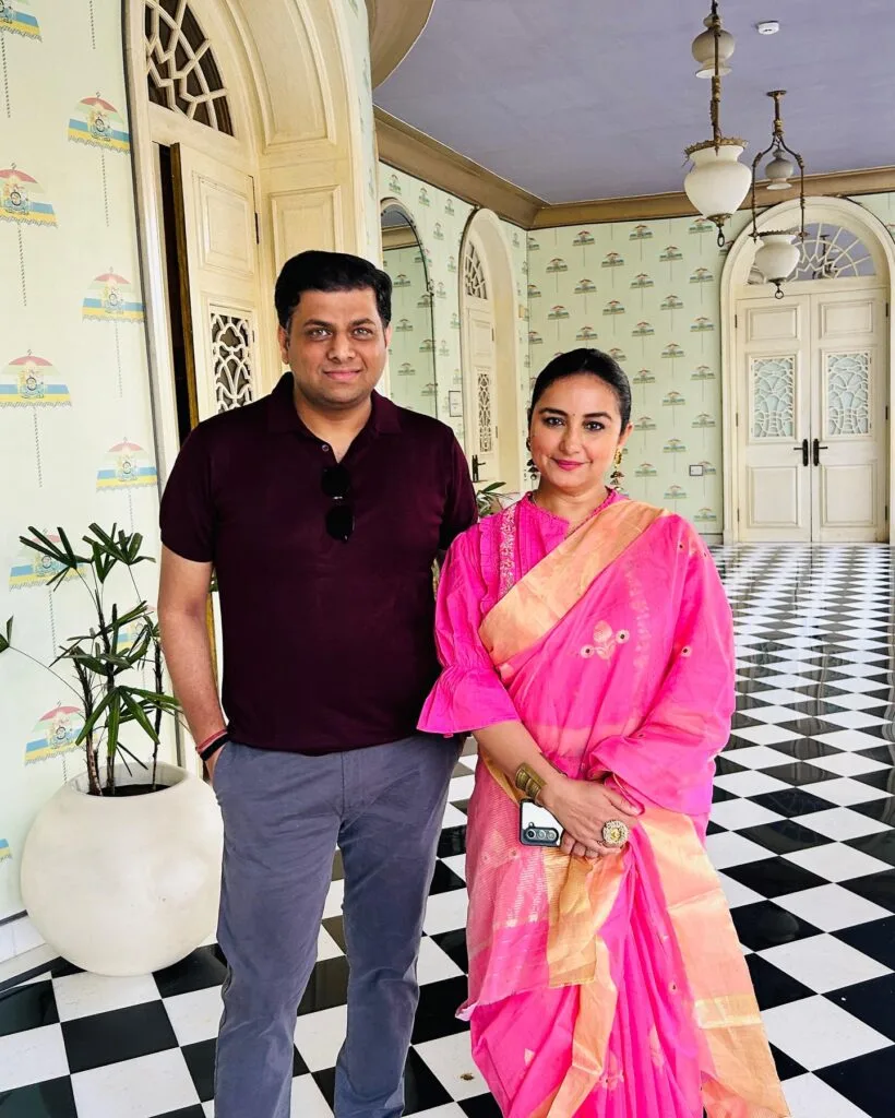 Yogesh Kumar with actress Divya Dutta at Raj Mahal Palace event